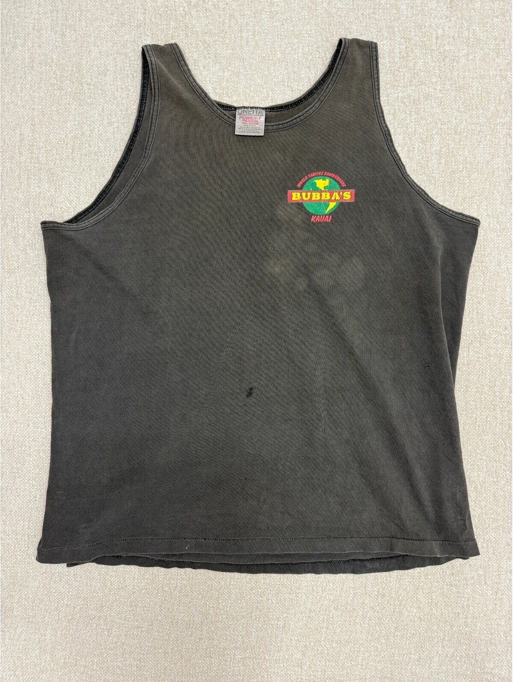 Vintage Bubba's Burgers Kauai Hawaii Tank Top Mens Size XL Black Novelty Tee